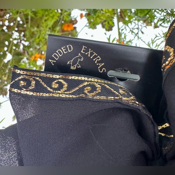 1990's Bessette Black Sheer Chiffon Gold Emebroidered Hair Bow French Barrette - Picture 5 of 5